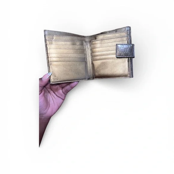 Gucci Guccissima copper leather GG heart French wallet. - Picture 6 of 7